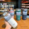 TYESO Tasse Thermo-Edelstahl-Kaffeetasse, Doppel-Thermosflasche, Isolierflasche, isolierte Reise-Auto-Bierbecher mit Strohhalm