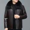 Giacca in pelle da uomo in vera pelle da uomo invernale nuovo collo in pelliccia di volpe fodera rimovibile giacca in pelle di pecora piumino da uomo giacca