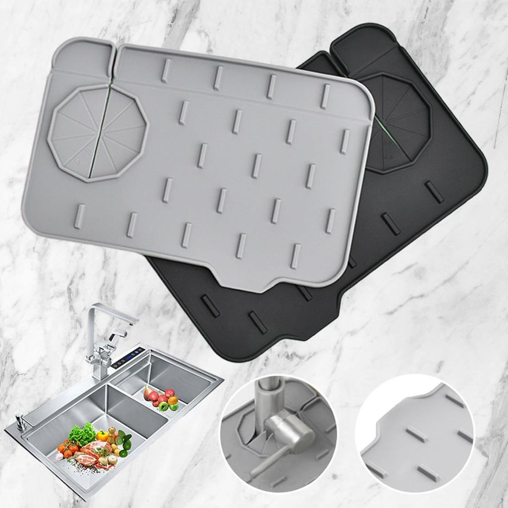 Sink Splash Guard, Pack of 2 Mini Kitchen Faucet Mat, Can be Used on Both Sides, Tap Sink Splash Guard, Splash Guard, Suitable for Kitchen Sink,