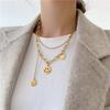 Double Layer Smiley Face Clavicle Necklace - Trendy Titanium Steel Hip Hop Chain for Women