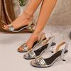 Summer Women Sandals 2026 New Stiletto Metal Straight Strap Sandals Buckle High Heels Shoes Women Sexy Fashion Versatile Shoes