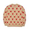 MLB Heart Pattern Printed Logo Embroidered Round Neck Sweatshirt Unisex Sweatshirt Camel 3AMTH0124-43BGS