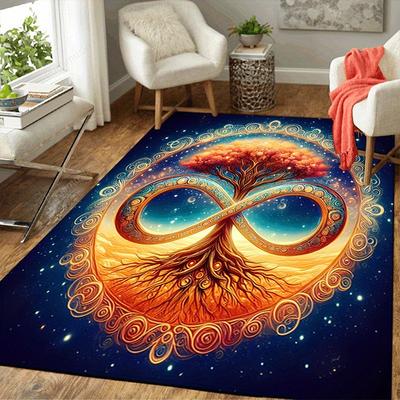 1pc Infinite Tree of Life Print, Design Indoor Area Rug - Soft, Anti-Slip, and Durable Gaming Room Decor for Bedroom, Living Room