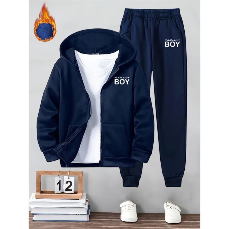 Mens Casual Tracksuit Long Sleeve Hooded Sweatshirt Pants Set Loose Fit