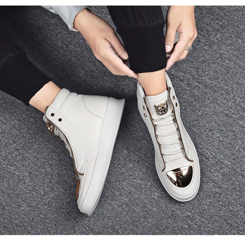 2025 Autumn/Winter Men's High-Top Martin Boots Leather Sneakers Korean Style Casual Street Dance Trend