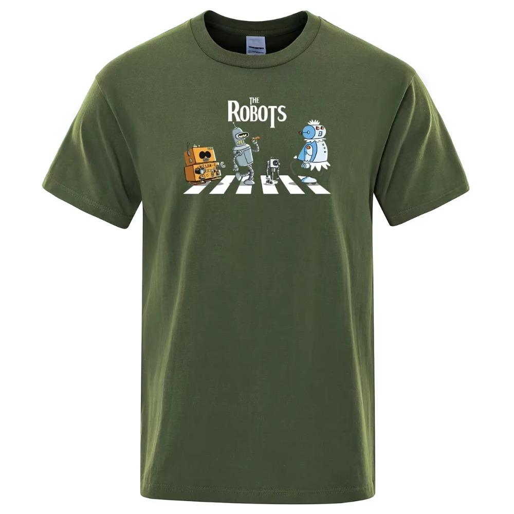 Summer Cotton Men T Shirt Creative Droids Printed T-Shirt Robot Shirt Boy Novelty Casual Short Sleeved Fashion Breathable Tshirt