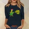 3/4 Sleeve Tops For Women T-Shirt Casual Christmas Print Tops T Shirt Round Neck Pullover Blouse
