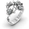 Romantic Silver Color Flower Rings Bridal Wedding Ceremony Party Dazzling Cubic Zircon Creative Design Elegant Women Ring