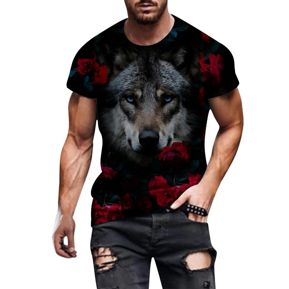 Creative 3D Printed T-shirt for European and American Spring/Summer Men's T-shirt Casual Round Neck Short Sleeved Top