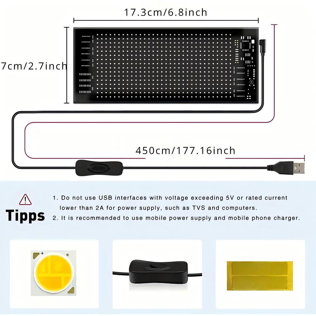 Teufelsaugen Leuchte für Autos Flexible Teufelsaugen Leuchte für Windschutzscheibe Elektronisches Programmierbares Scrolling LED Matrix Panel Leiste Party