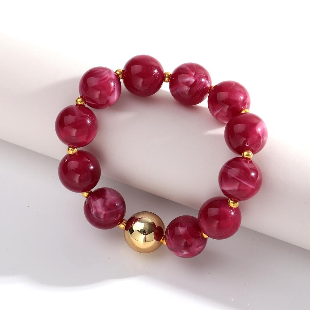 New Resin Round Beaded Chain Necklaces Bracelets for Women Man Statement Marbling Color Acrylic Choker Handmade Jewelry Gift