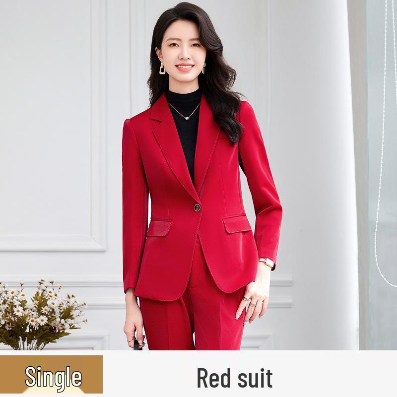 Zihong Red High-End Autumn/Winter Professional Commuter Suit