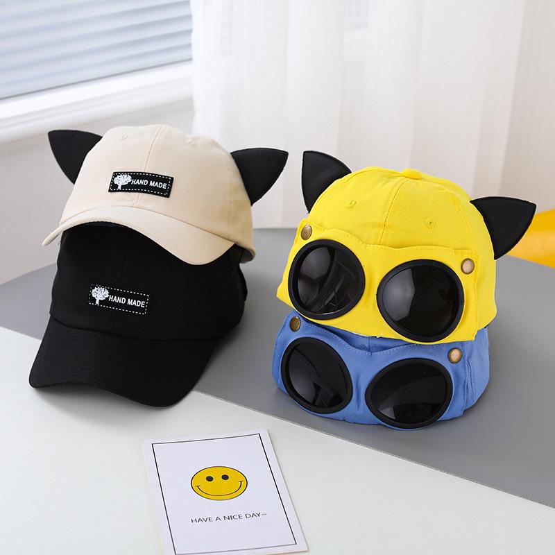 Cute Cat Ears Aviator Sunglasses Hat - Women's & Children's Sunshade Cap