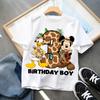 Children's T-shirt Mickey Birthday Party Numbers 1-9 Printed T-shirt Pure Cotton Breathable Trendy Cool Parent-child Outfit