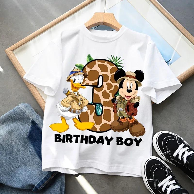 Children's T-shirt Mickey Birthday Party Numbers 1-9 Printed T-shirt Pure Cotton Breathable Trendy Cool Parent-child Outfit