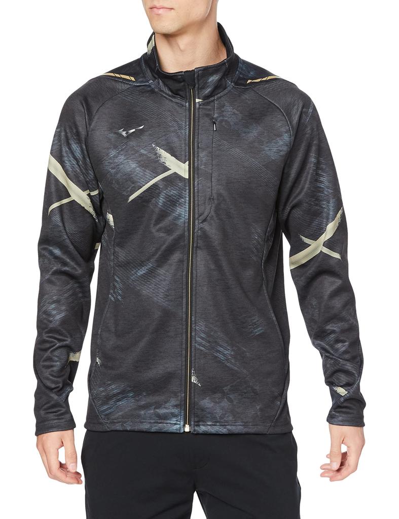 Training Wear Stretch Jacket Synergy Design Pattern Outerwear Jersey Sports 32MC2001 Black XL [Mizuno] Warm-up Player-linked