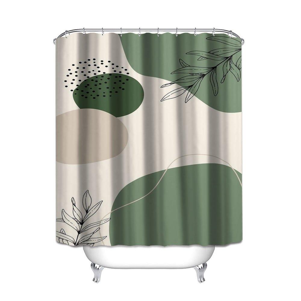 1 Stück Grünes Abstraktes Gemälde Winter Badezimmer Vorhang Digitaldruck Polyester Duschvorhang Ohne Lochstanzung Trennwand Bad Vorhang