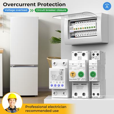 Tuya WiFi Intelligent Automatic Reclosing Protector Multifunctional Current Voltage Monitoring Power Meter Protections