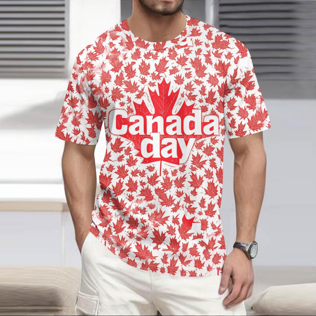 Men's Round Neck Casual Hawaiian Beach Printed Short Sleeve T-shirt Top