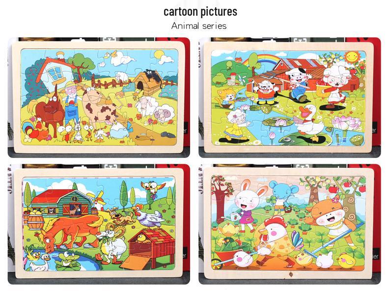 Wooden Animal Jigsaw Puzzle with Frame for Children 0-3 Years – Educational Toy & Gift