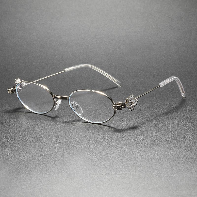 

Brand Unique Design Women Diamond Decoration Frame Hyperopia Photochromic Prescription Glasses Anti Blue Light Myopia Eyewear Non-Prescription&1.56&None серебряный