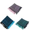 Traditional Elderly Woman Headscarf With Woolen Knit Square Pattern For Rural Farm Photoshoot