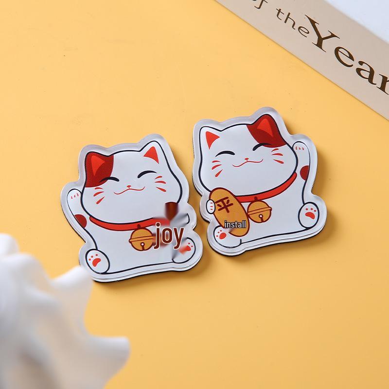 Fortune Cat Blessing Cartoon Magnetic Acrylic Epoxy Refrigerator Sticker