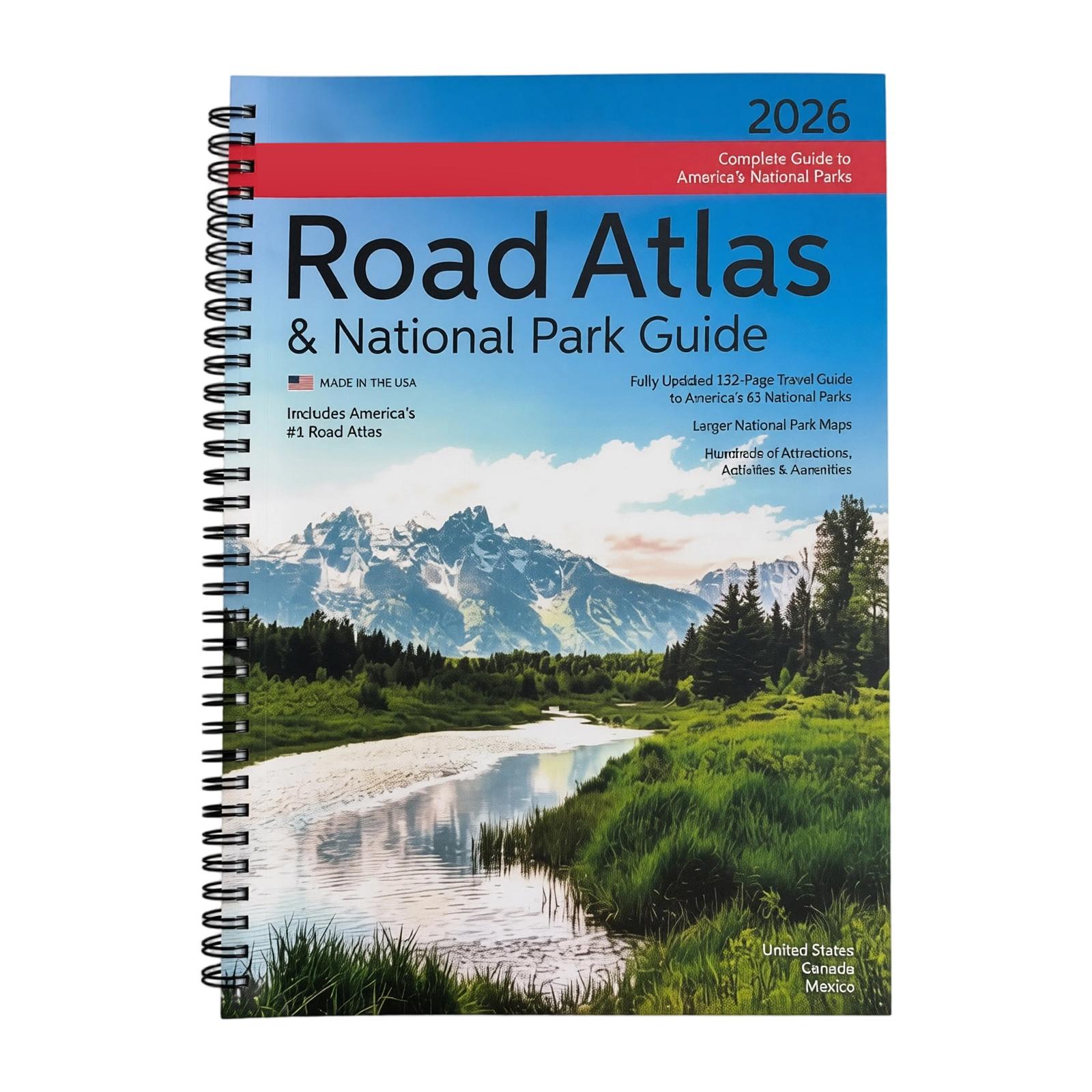 2026 Road Atlas and National Park Guide Spiral Bound Complete Guide to America’s National Parks with Detailed Road Maps and Park Information One Size белый