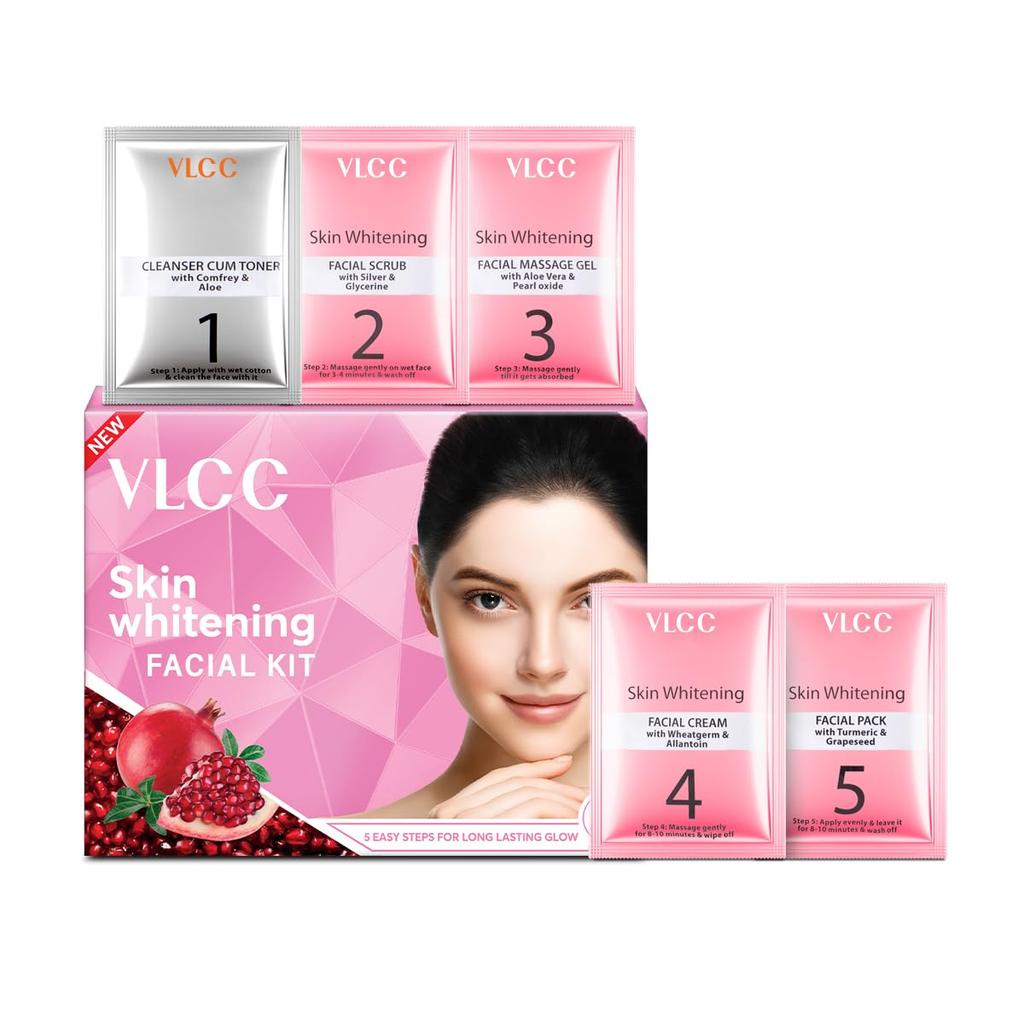 VLCC Skin Whitening Facial Kit 75g Pack of 3 for Brightening, Exfoliating and Even Complexion