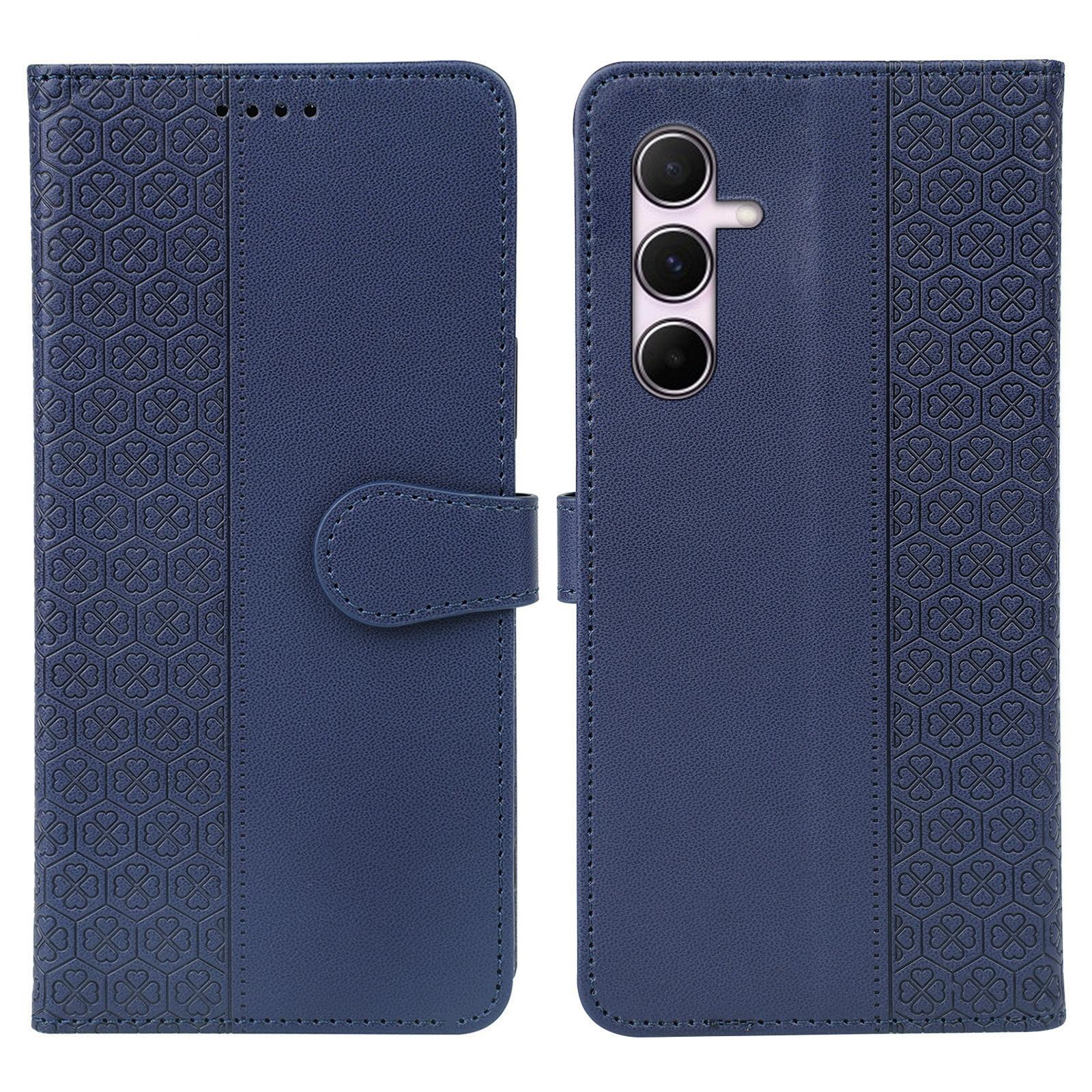 

For Samsung Galaxy A16 5G/A16 4G Case Magnetic Clasp Four-Leaf Clover Leather Phone Cover Blue