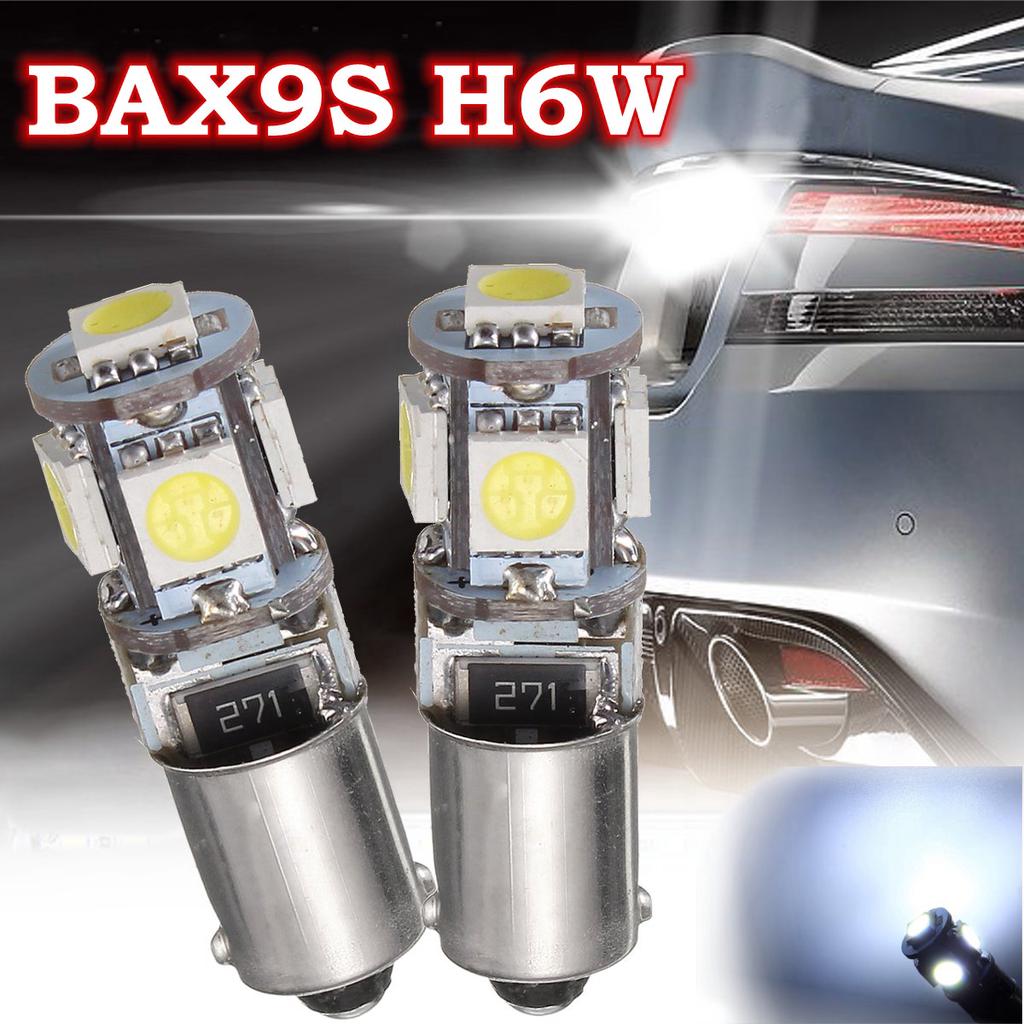 2Pcs BAX9S H6W 5SMD Car LED Side Light Bulb Tail Parking Interior Lights Bulbs 6000K Canbus