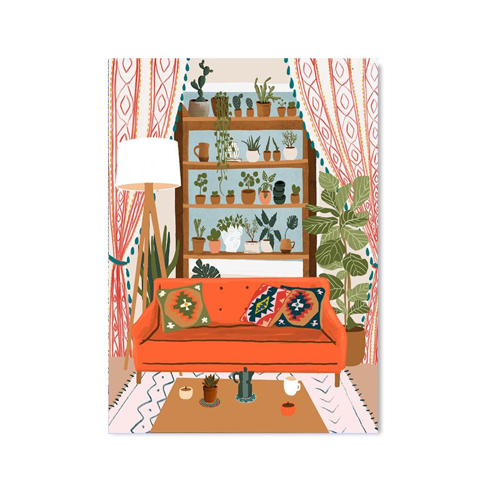 Reise marokkanische Haus Wandkunst Malerei minimalistische Architektur Leinwand Poster Pflanzenliebhaber Drucke böhmische Wandbilder Dekor