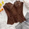 Fishbone Hollow Out Corset Top Back Tie Women Underwear Vintage Slimming Tube Top  Court Style
