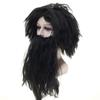 Authentic Long Black Wildman Wig And Beard Costume Set For Halloween Celebrations