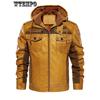 Men's Casual Windproof Faux Leather Jacket with Fleece Lining - Hooded, Zip-Up, Long Sleeve - for Fall/Winter -  Suitable for Outdoor Activities