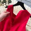 Elegant Sleeveless Satin Dress for Women Luxurious Solid Color Flower Buttons Summer Autumn Formal Evening Party Vestidos