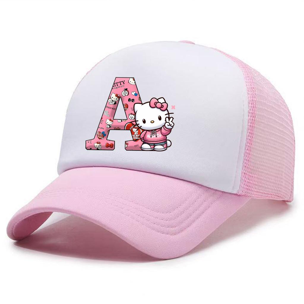 Hello Kitty Baseball Cap for Kids Adult Cartoon Letter Mesh Cap Kawaii Peaked Hat Pink Summer Cap Girls Woman Accessories Gift
