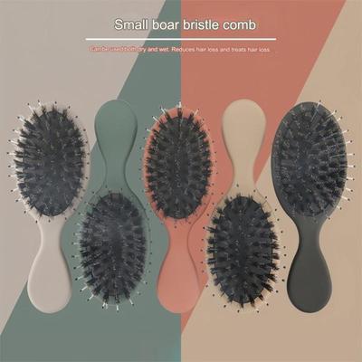 Mini Paddle Brush Pig Bristle Hair Comb Portable Massage Comb  Holiday Vocation