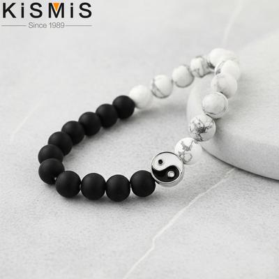Neues Naturstein Yin Yang Perlenarmband Klassisches verstellbares Armband für Männer Frauen Best Friend Geschenk