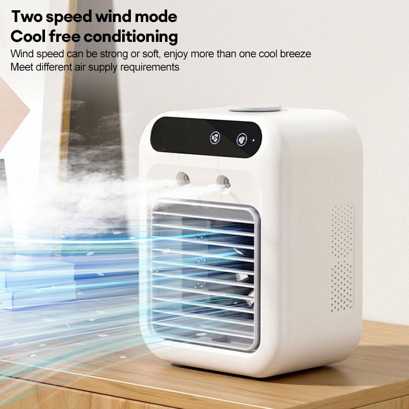 2 Gear Air Conditioner Small Fans Dormitory Room Humidifier Cooler Fan Portable USB Chargeable Desktop Spray Fans 16.4*21.4*11.4cm