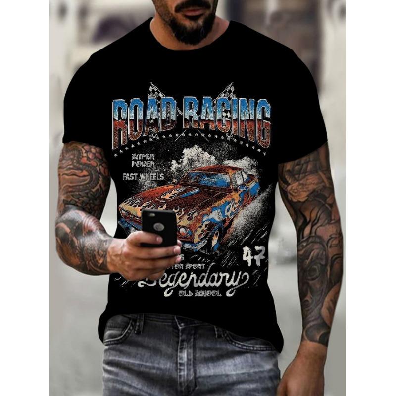 3D Letter Skull Printed Short Sleeved T-shirt for Casual Sports Summer Outdoor Men's T-shirts
