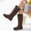 Dames Modieuze En Casual Outdoor Waterdichte En Antislip Hoge Schacht Regenlaarzen Rubberen Schoenen