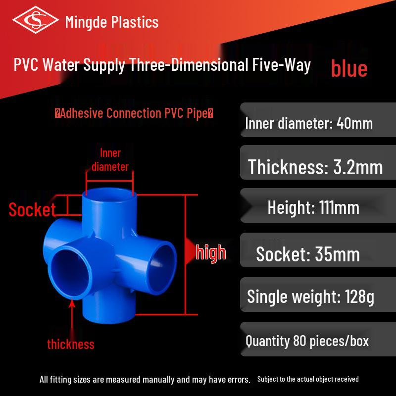 PVC Vícesměrné 3D Plastové Fitinky pro Vodovodní Potrubí (Pravoúhlý, Čtyřcestný, Pěticestný, Šesticestný T-kus)