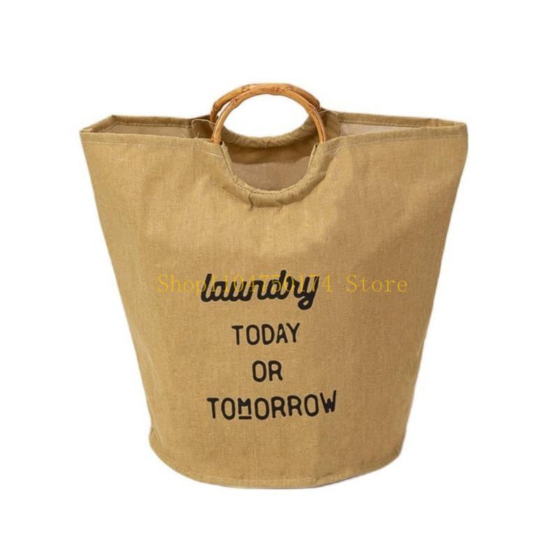 Wasserdichter Baumwoll-Faltkorb mit stabilen Bambusgriffen Vielseitige Aufbewahrung für Kleidung Spielzeug Haushaltsartikel Top-Angebot