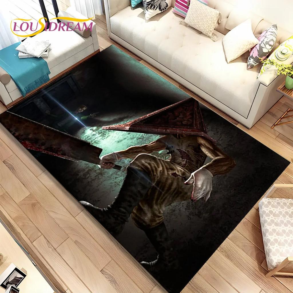 Teppich mit Horrorfilmspielen von Silent Hill, Teppich für Wohnzimmer, Schlafzimmer, Sofa, Fußmatte, Dekoration, rutschfeste Bodenmatte für Kinder