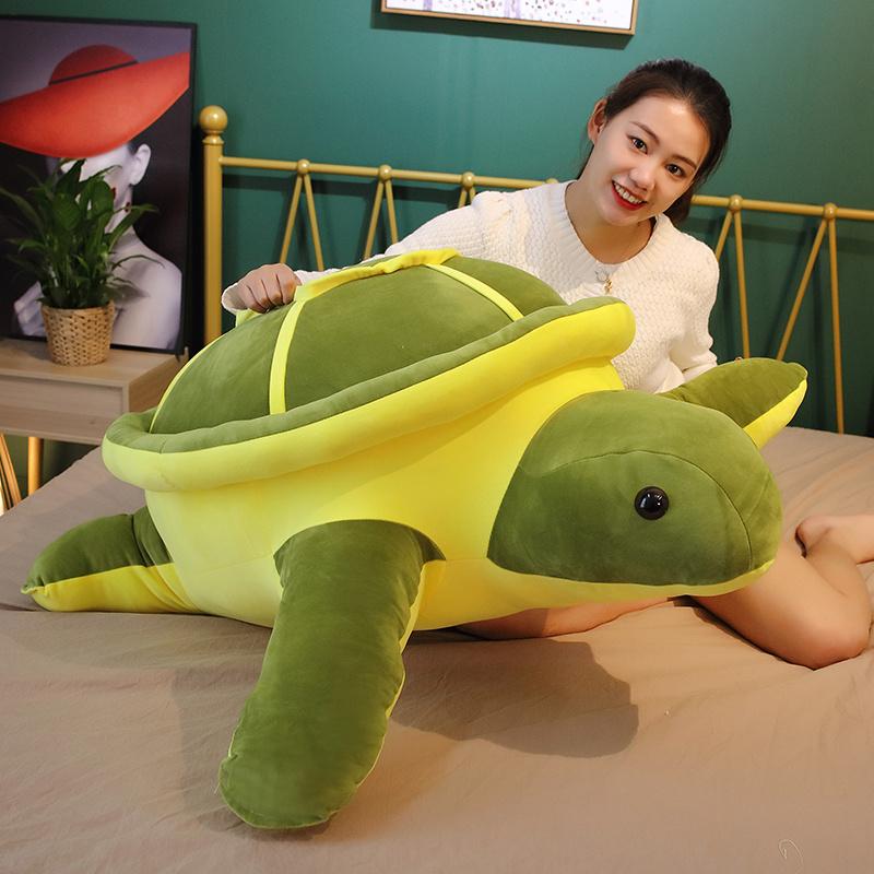80cm Giant Green Tortoise Plush Toy Kawaii Animal Dolls Stuffed Soft Animal Sea Turtle Pillow