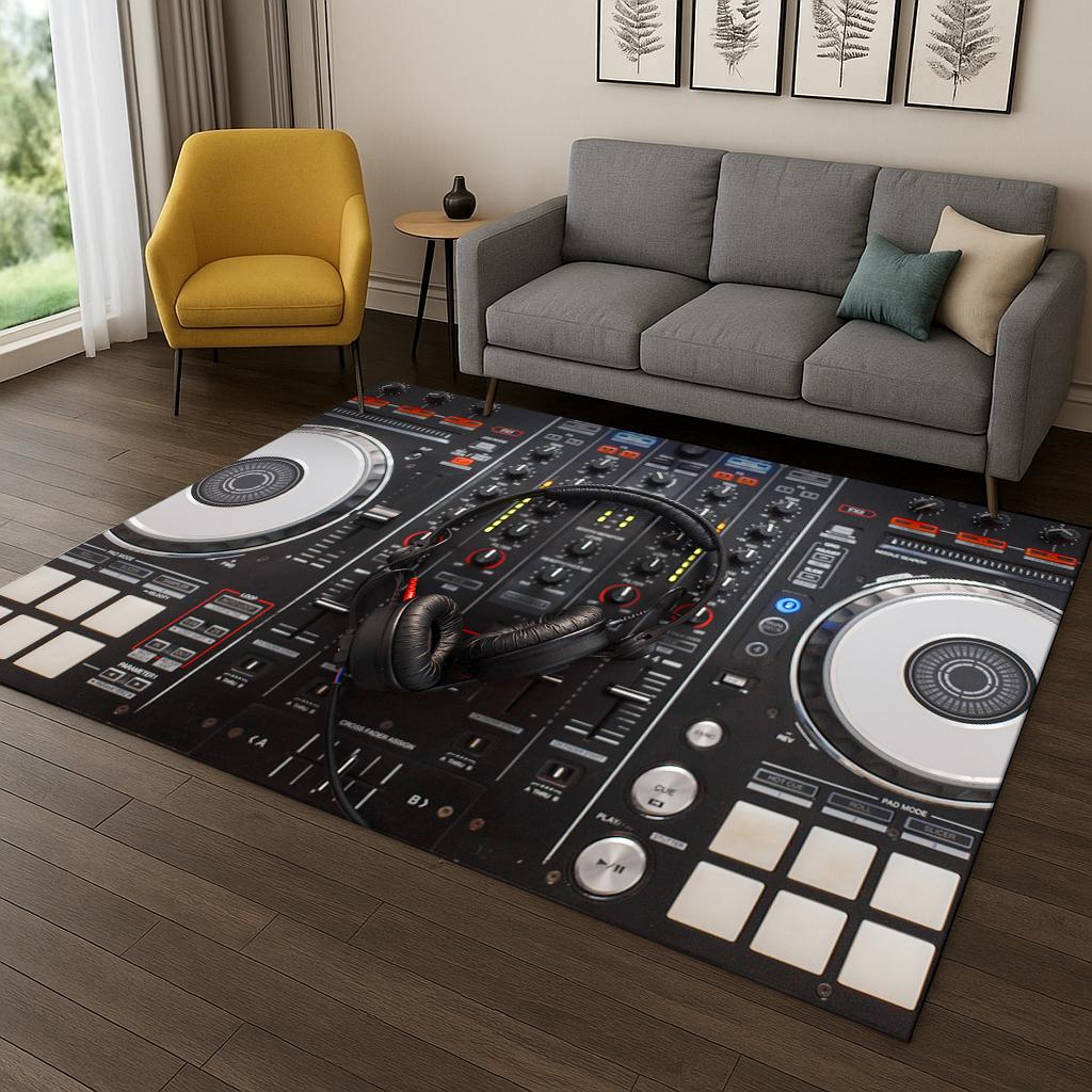 DJ Screen Record Music Carpet Rug Floor Mat for Living Room Sofa Home Bedroom Kitchen Doormat Decor,Playroom Non-slip Area Rug
