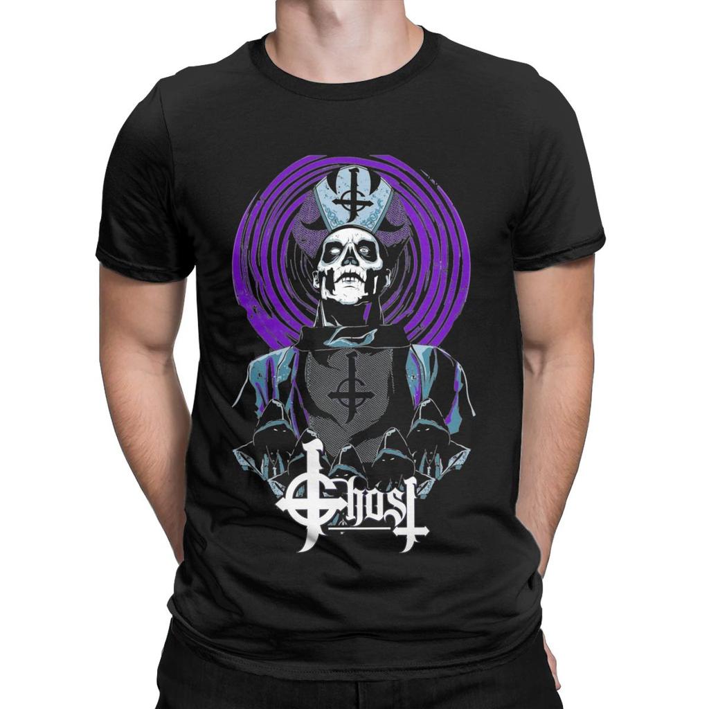 Lustiger Ghost B.C.. Band-T-Shirts für Herren Rundhals Baumwoll-T-Shirts Kurzarm-Tees Geschenk Kleidung