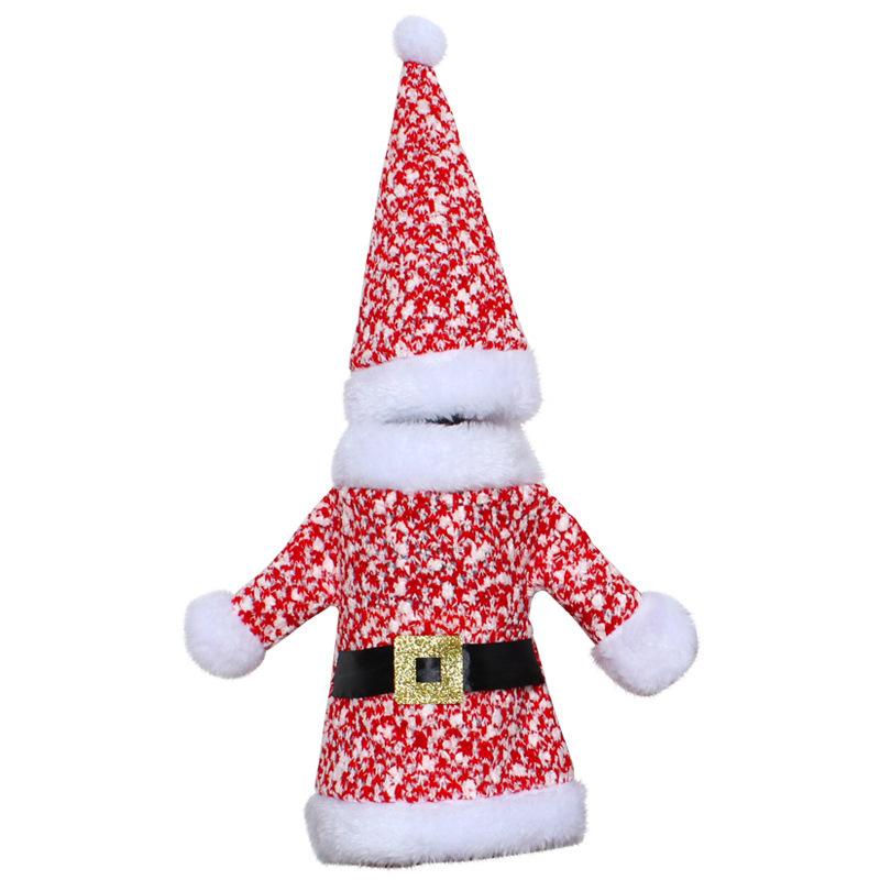 Christmas Decorations, Clothes, Hats, Wine Bottle Covers, Knitted Three-Dimensional Red Wine Set Table, Wine Bags