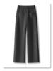 2025 Winter High-Waisted Wool Wide-Leg Pants - Women's Slim Fit, Brown, Flattering Straight-Leg with Drape